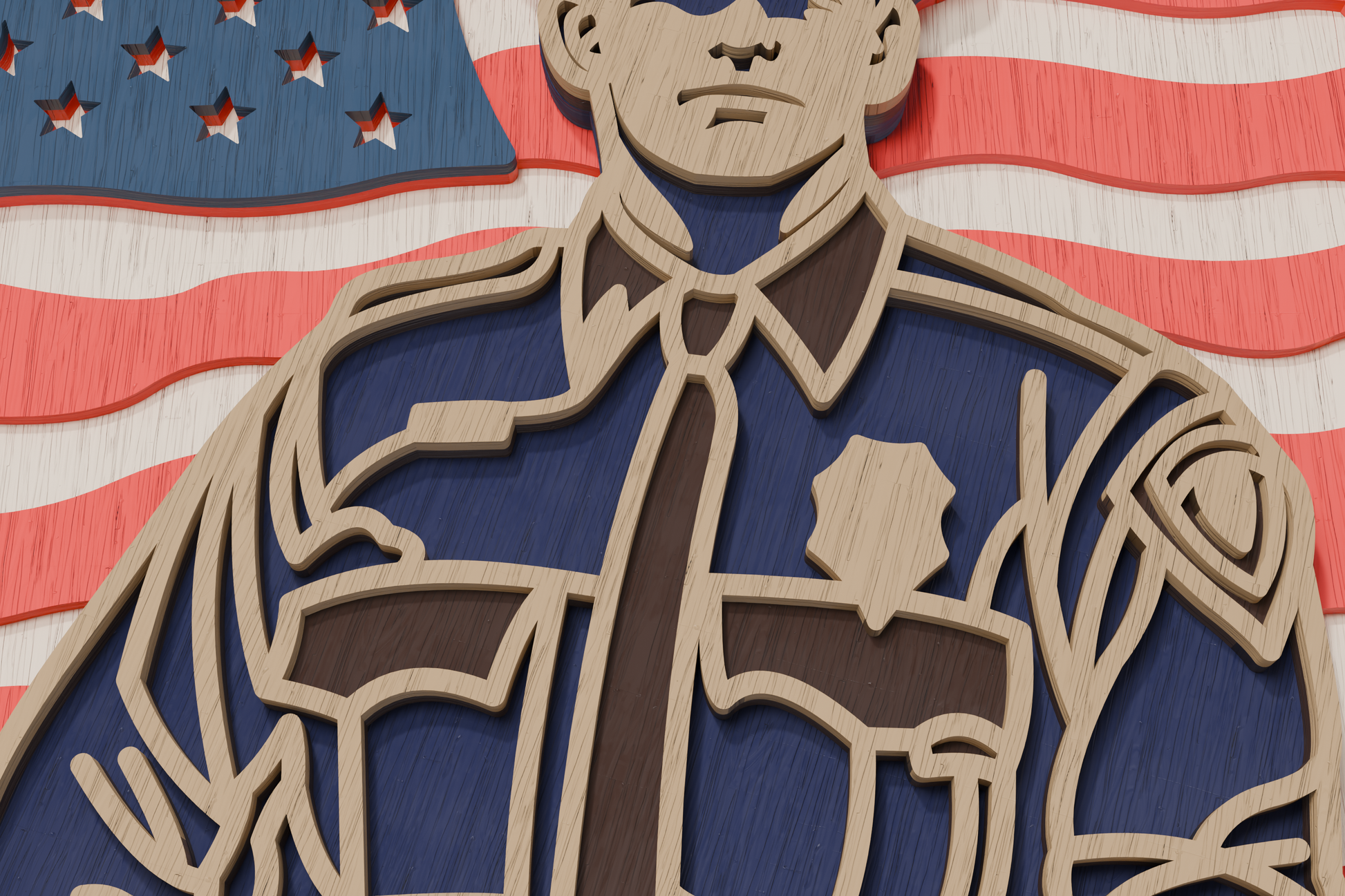 Police Officer Patriotic Shadow Box SVG

