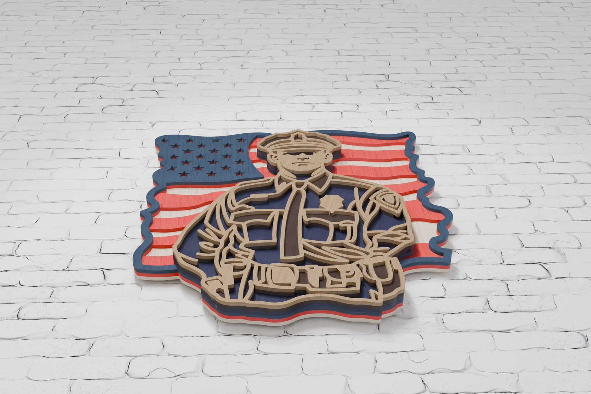 Police & US Flag Multilayer Template

