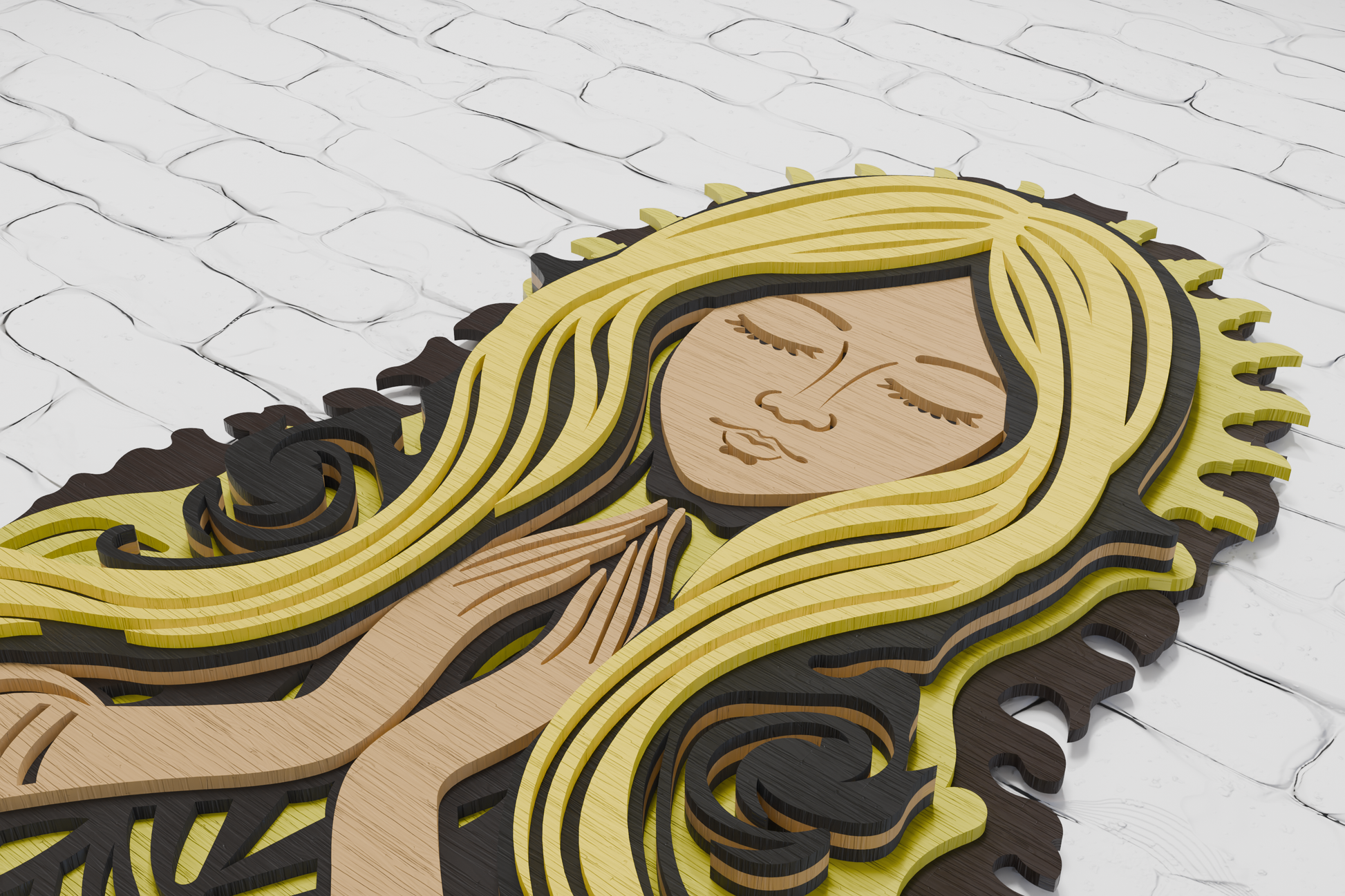 Praying Mary mandala layered art silhouette

