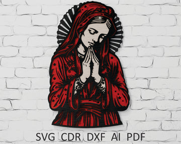 Praying Virgin Mary layered laser cut file SVG