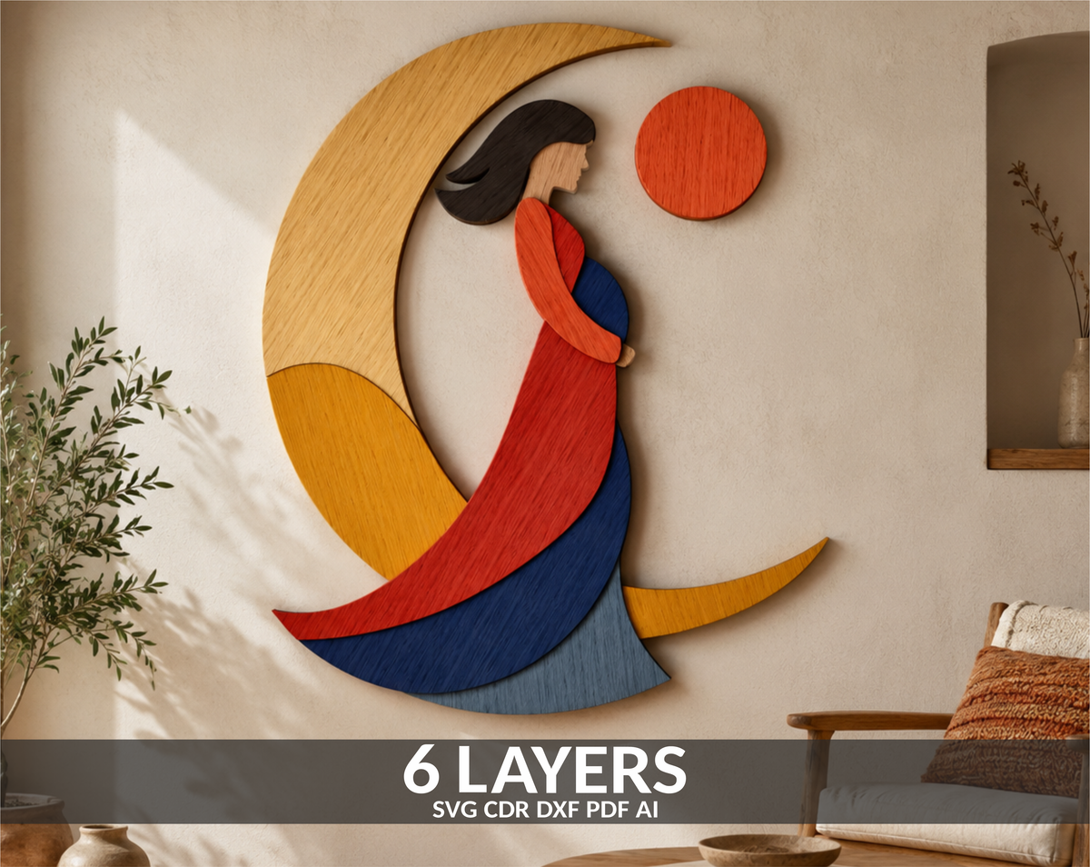 Pregnant Woman SVG layered shadow box for Glowforge

