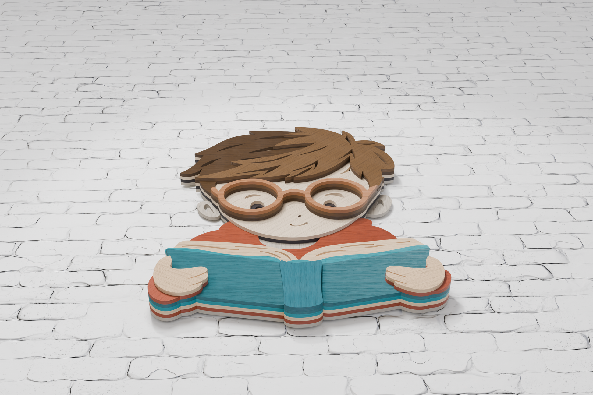 Reading Boy layered SVG for Glowforge xTool Silhouette