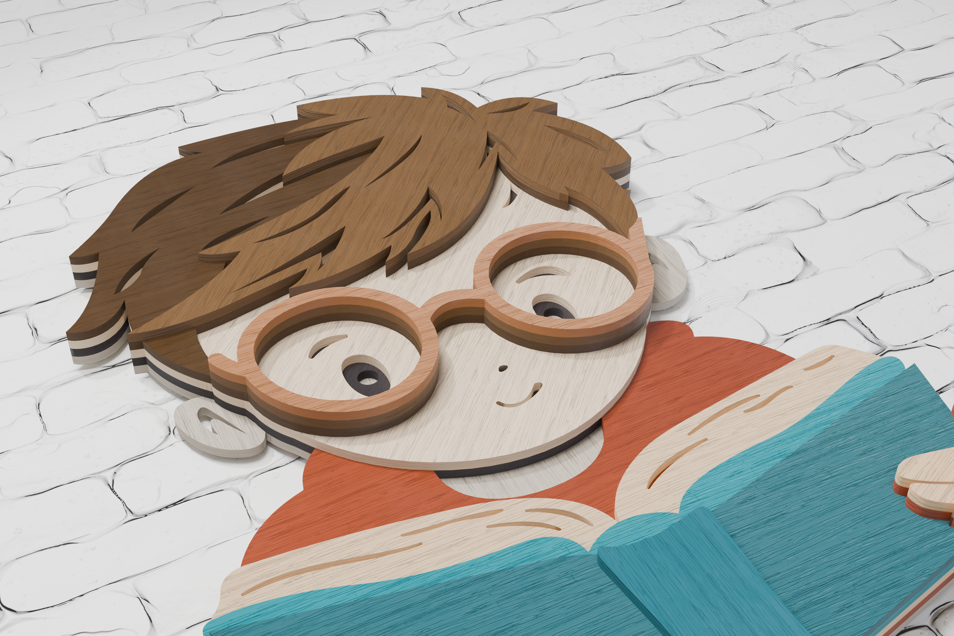 Reading Boy themed multilayer SVG DIY craft with kids