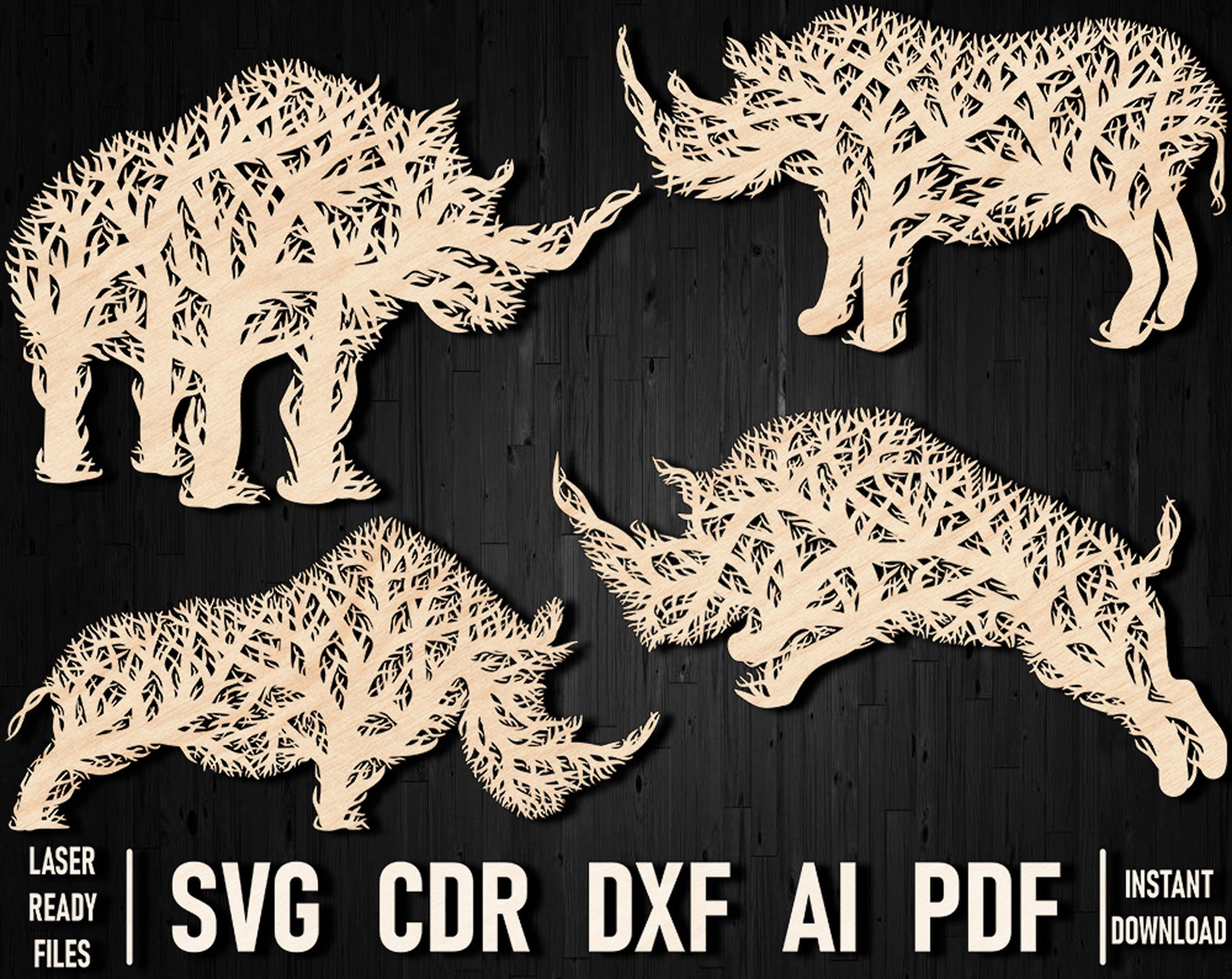 Rhino Tree vector design dxf