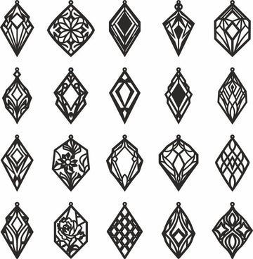 Rhombus Earrings SVG & DXF Files | Laser Cut Geometric Jewelry Designs for Glowforge, Silhouette Pendants (Digital Download)