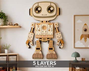 Robot Multilayer SVG layered shadow box for Glowforge

