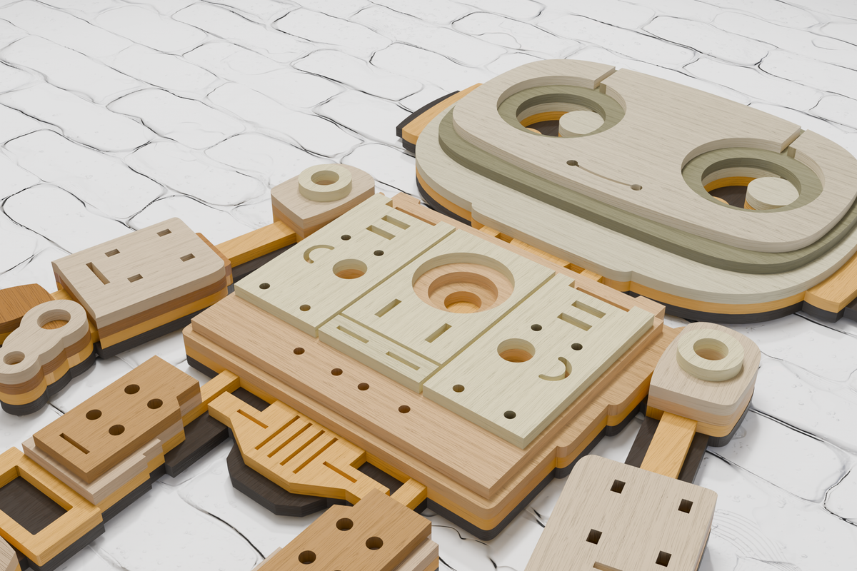 Robot multilayer paper craft template SVG AI PDF

