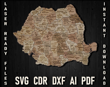 Romania Map Svg Puzzle For Laser Cutting