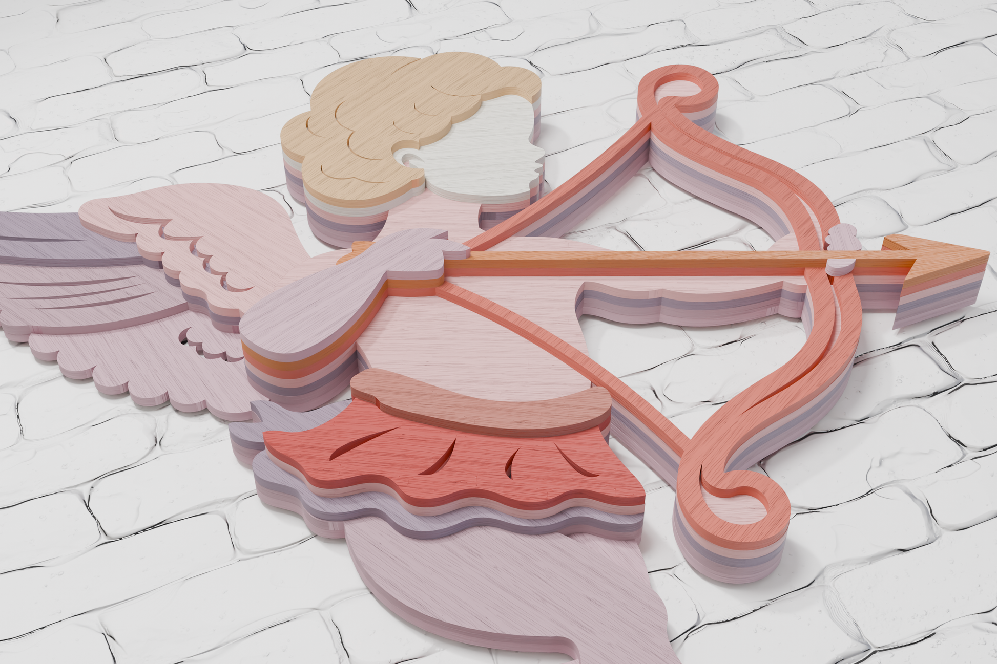 Romantic Cupid Valentine shadow box template

