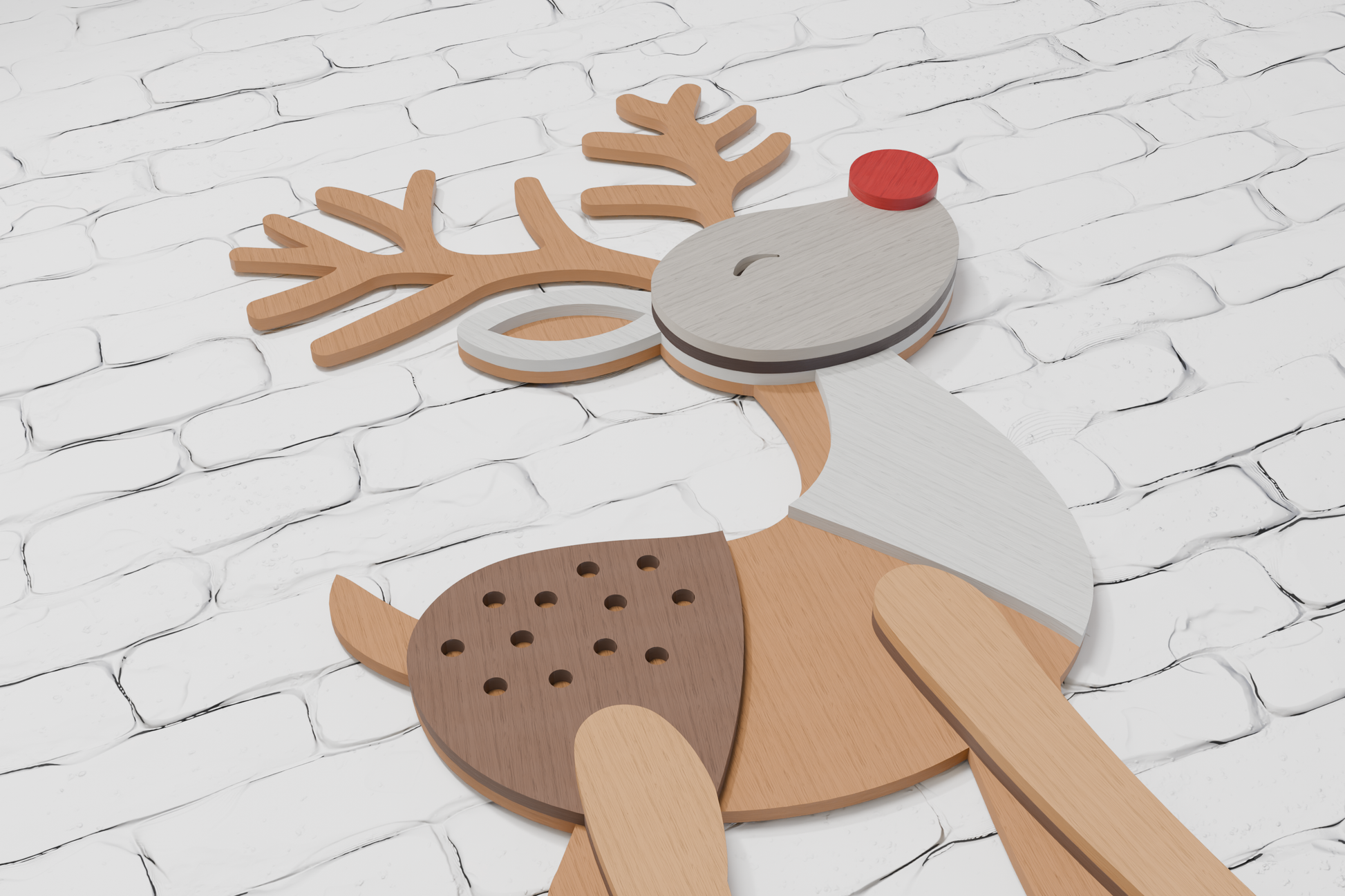 Rudolph Deer layered shadow box SVG DXF AI