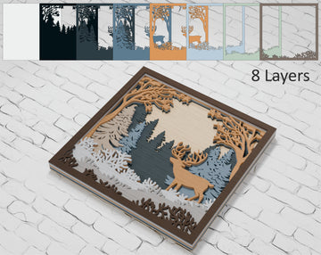 Rustic-Deer-in-Forest-Laser-Cut-Wood-Design