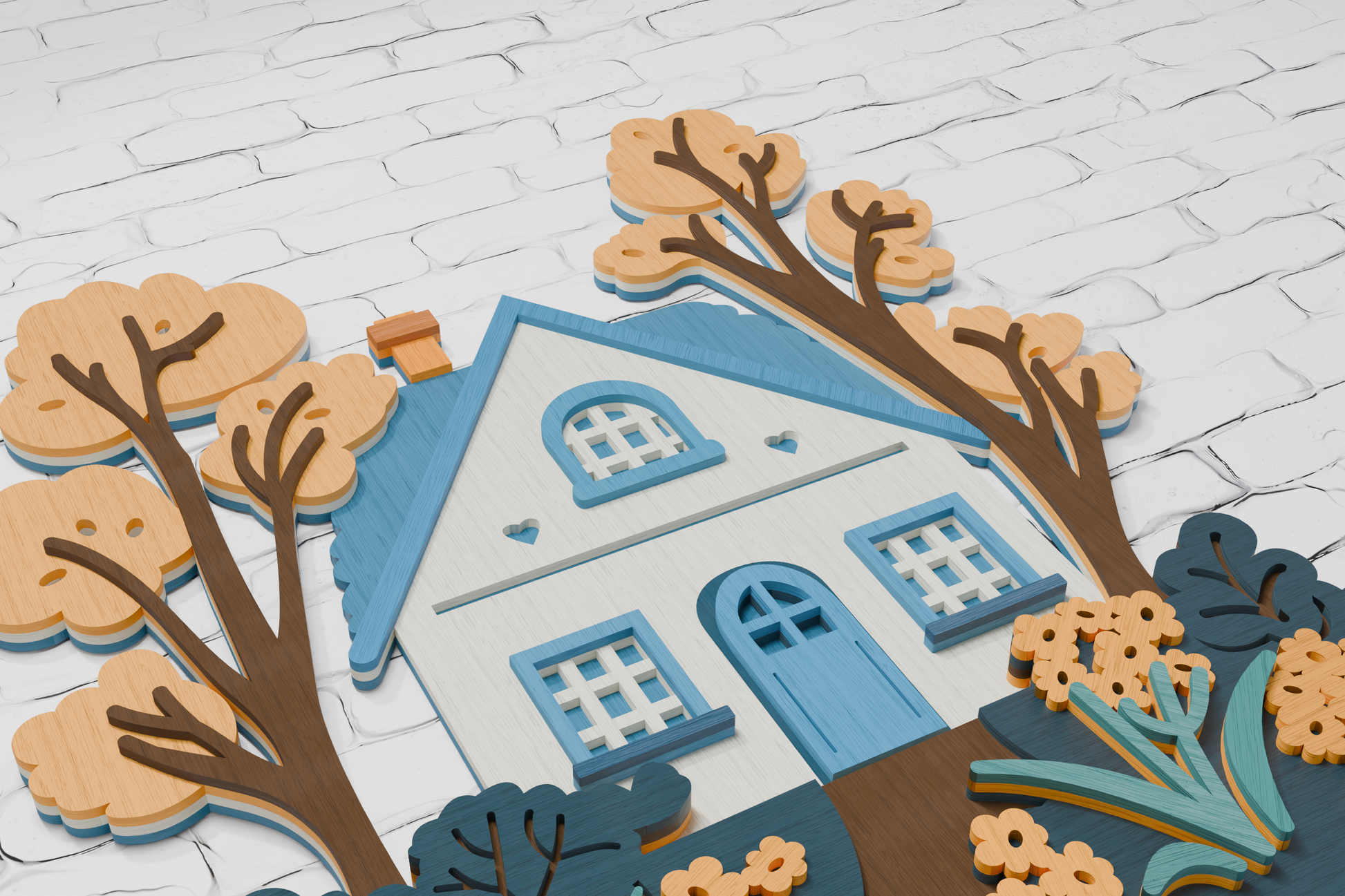 Rustic multilayer Farmhouse cut file