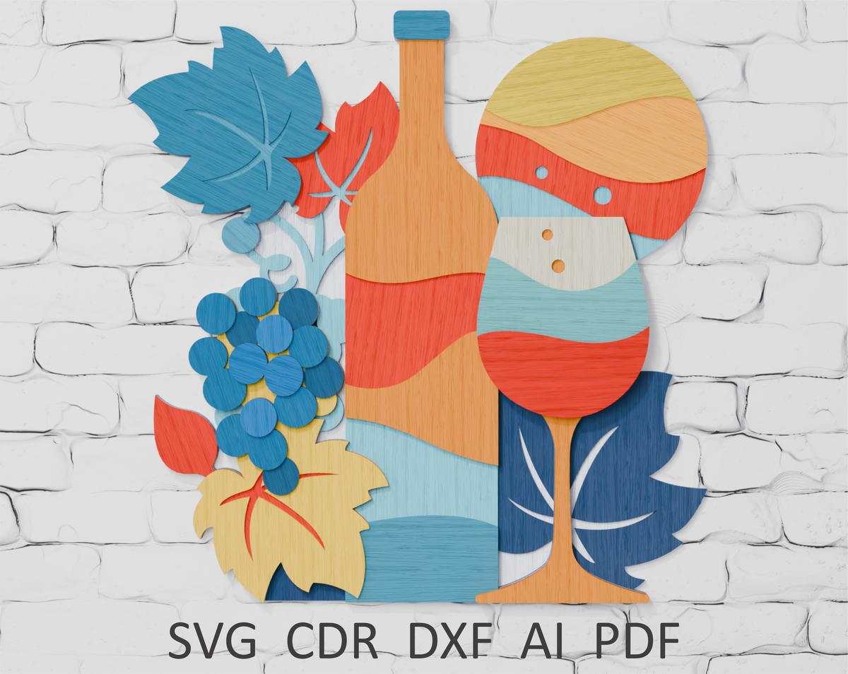 SVG DXF PDF CDR AI files for laser cutting wine craft