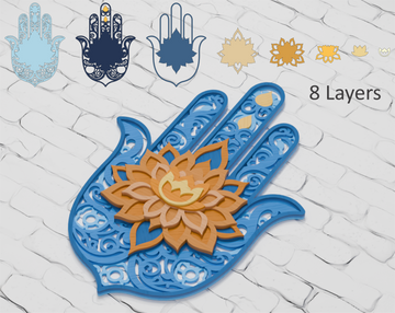 Sacred Hamsa Mandala Layered Design

