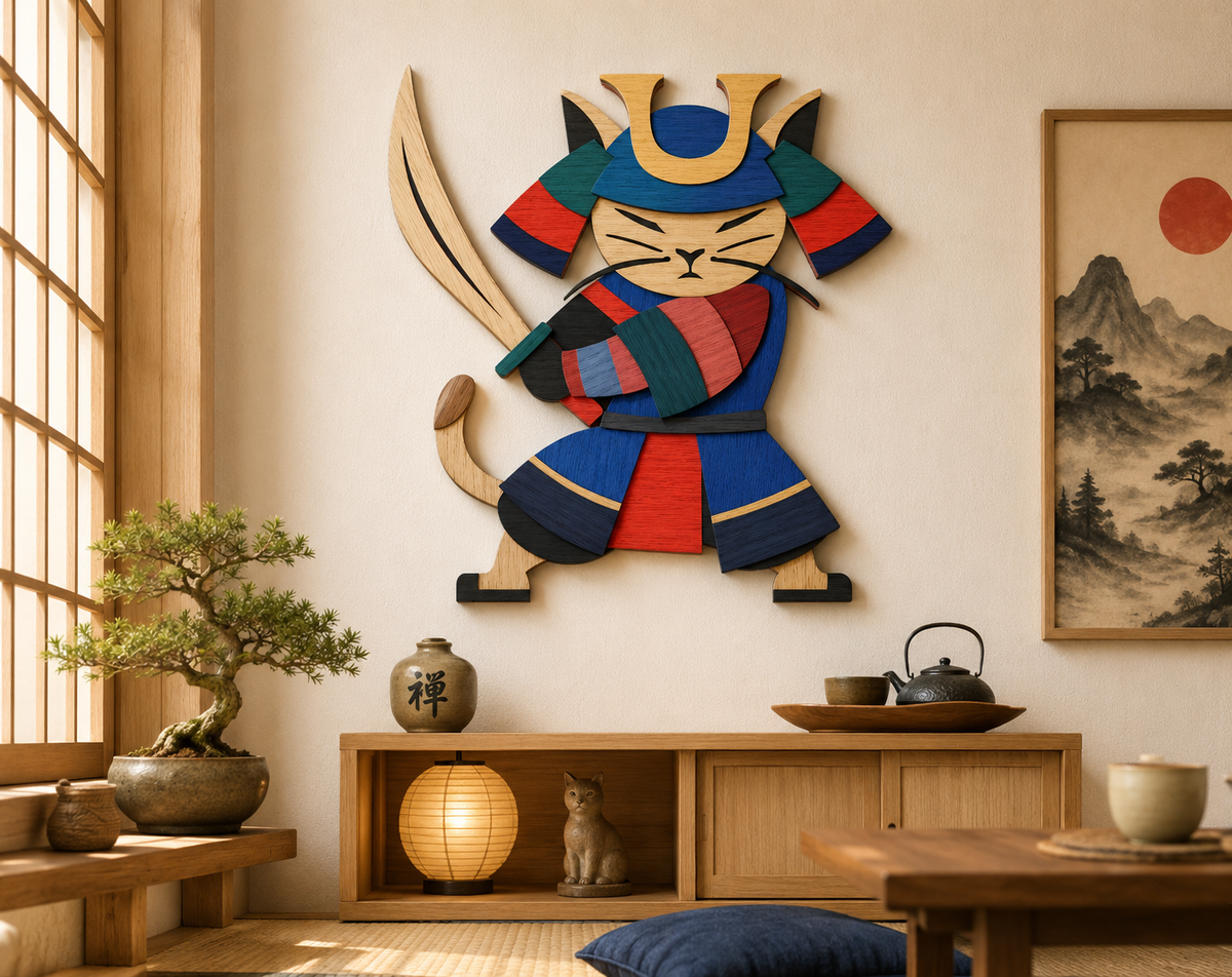 Samurai cat SVG bundle with DXF PDF CDR AI formats

