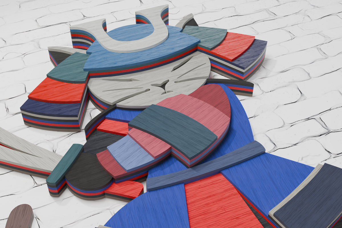 Samurai cat digital files CDR DXF AI PDF SVG

