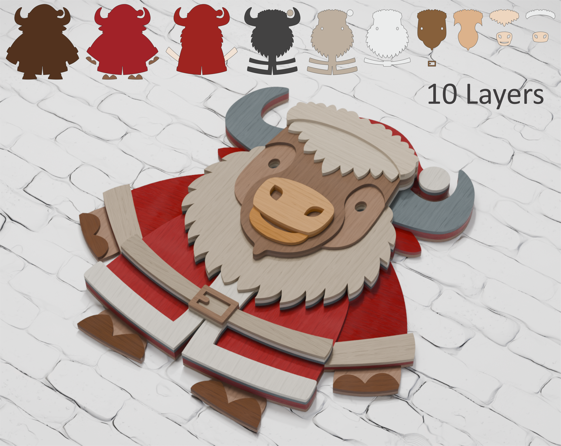 Santa Bison Christmas SVG