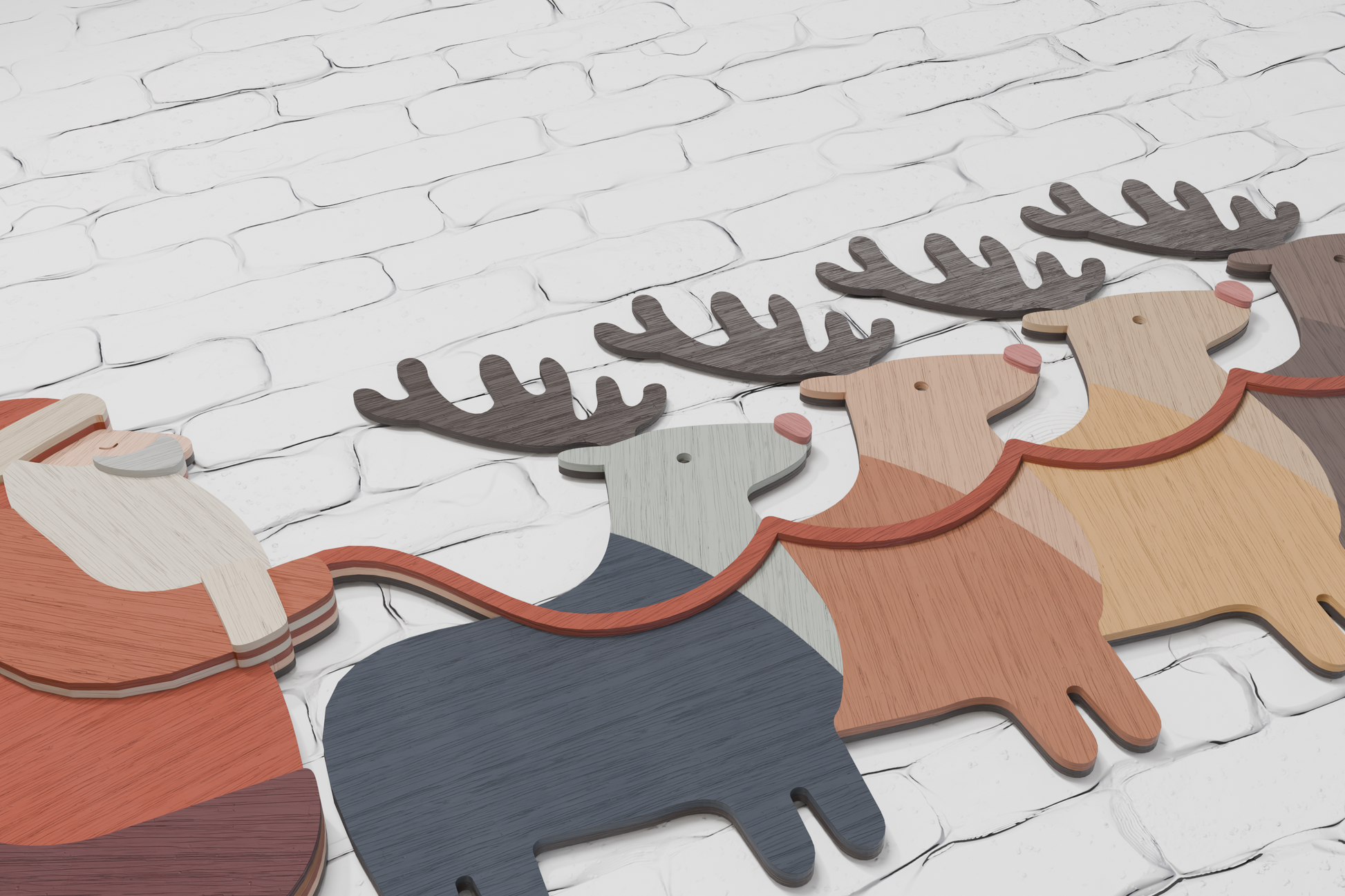 Santa Claus Reindeer papercut SVG