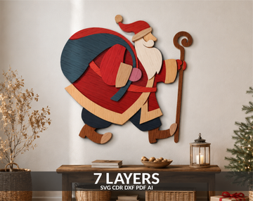 Santa Claus Walking layered SVG