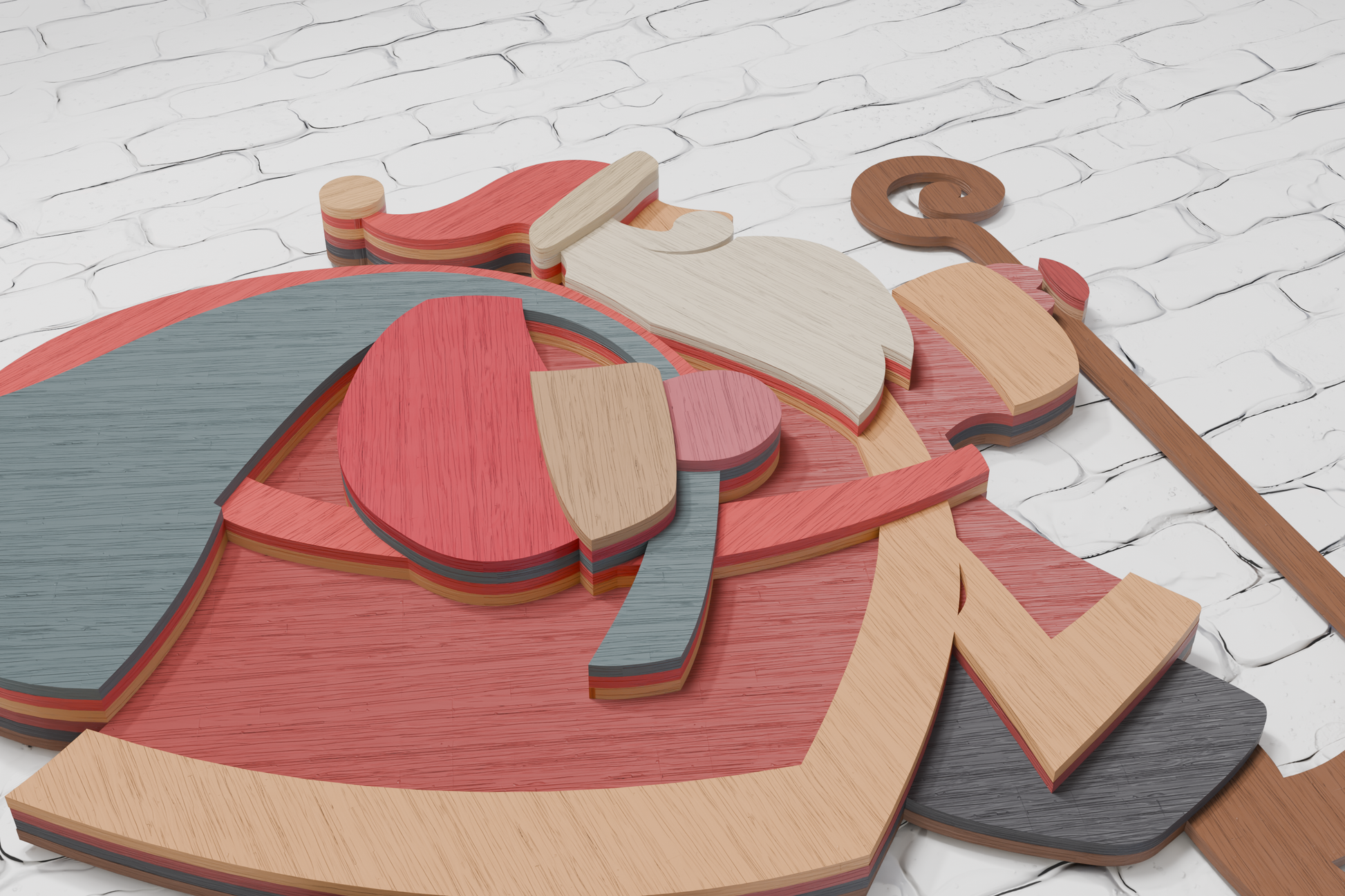 Santa Claus Walking plywood laser cut