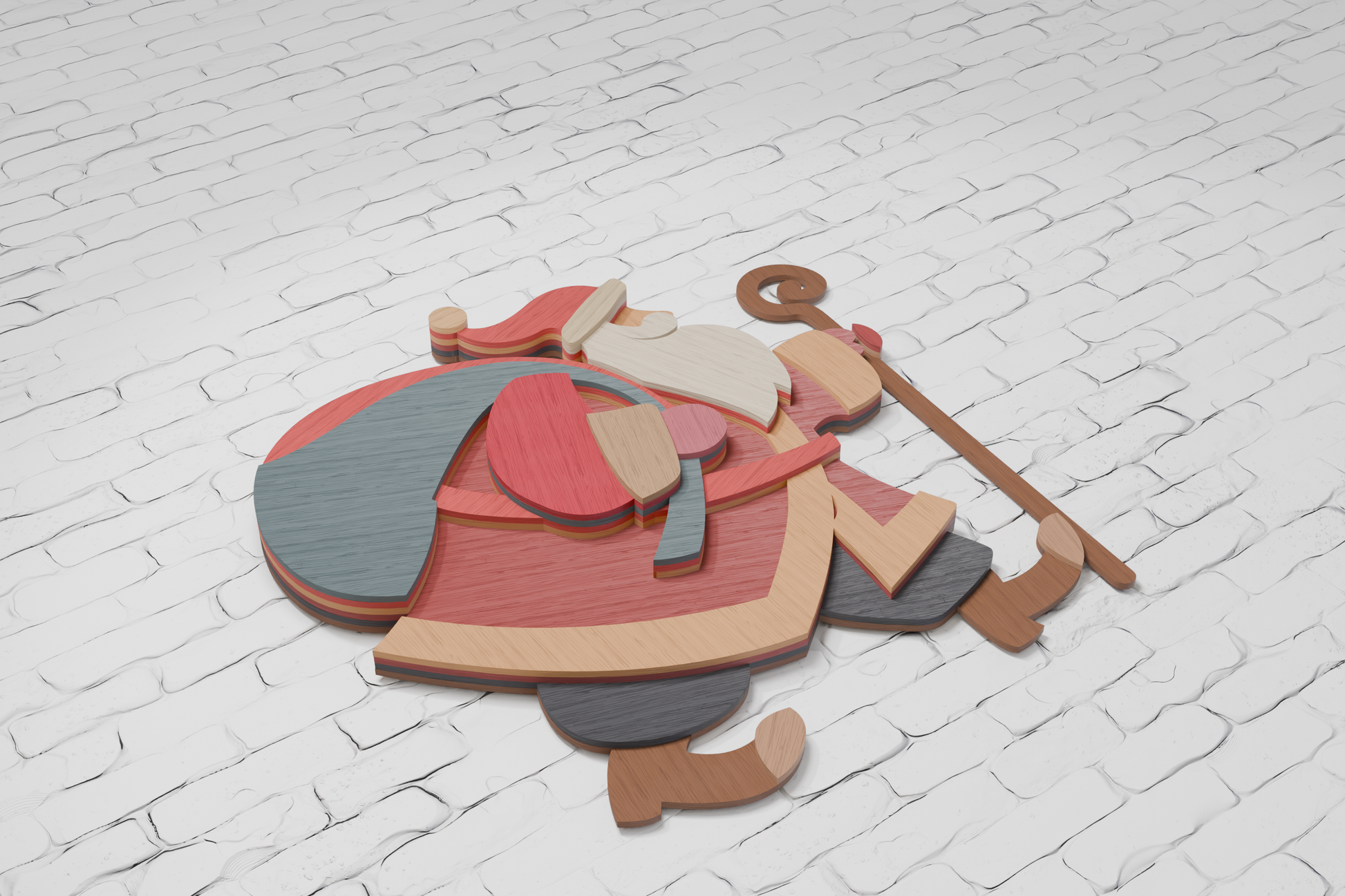 Santa Claus Walking shadow box SVG