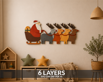 Santa Claus and Reindeer layered SVG