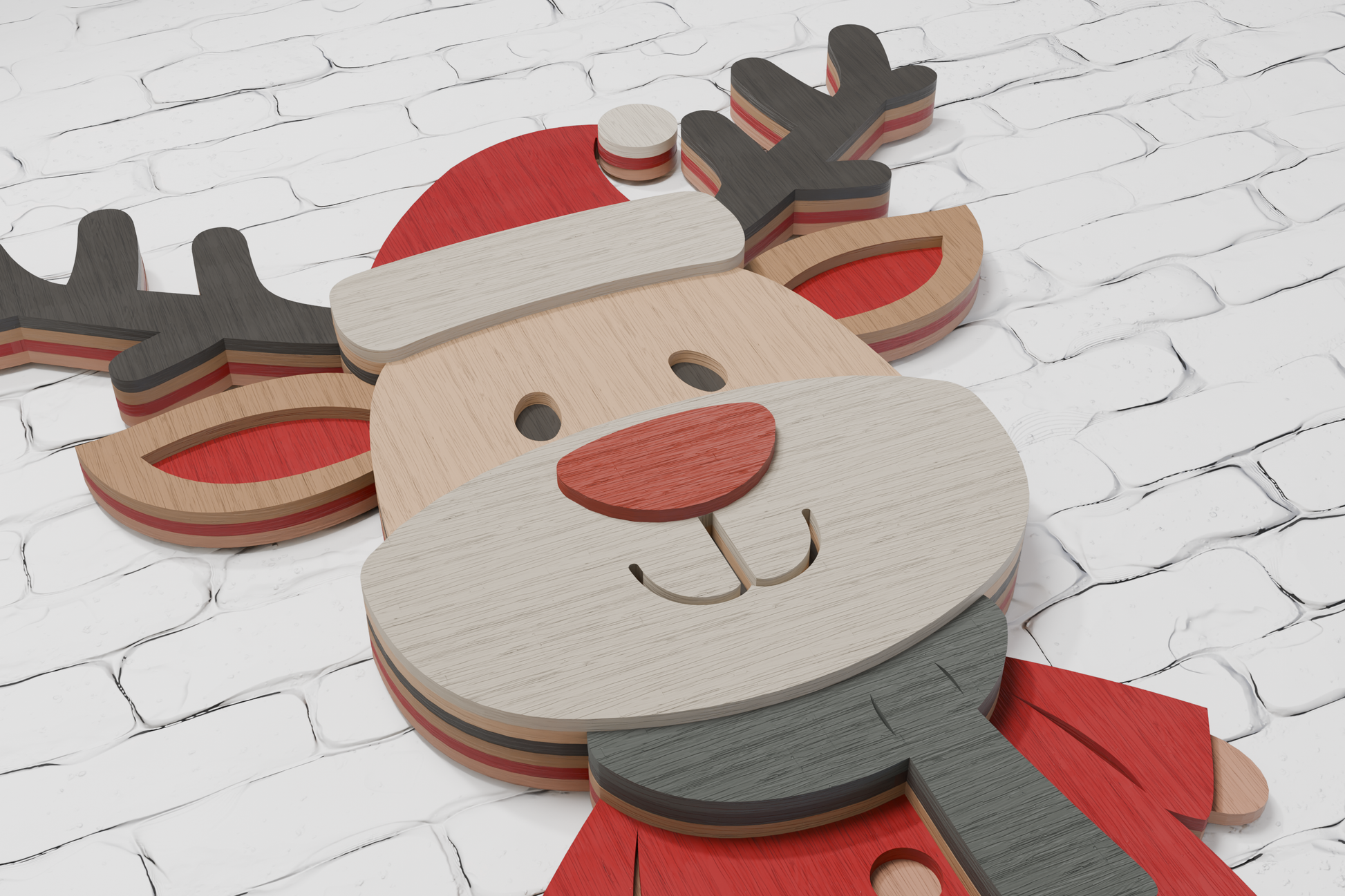 Santa Deer papercut SVG