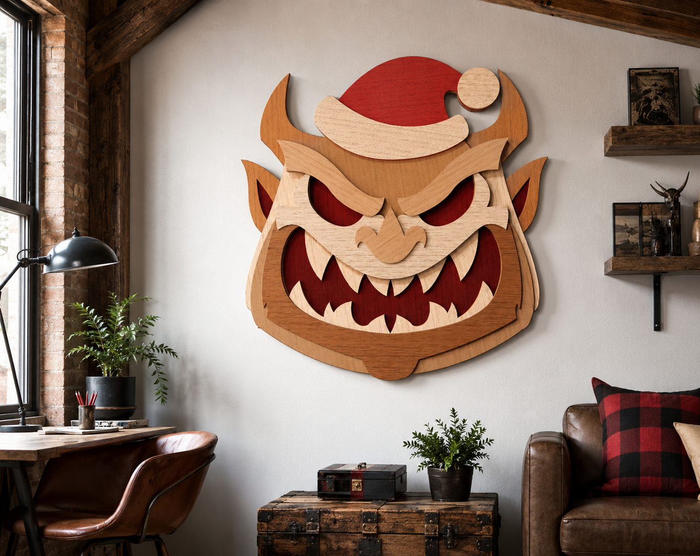 Santa Demon Christmas shadow box