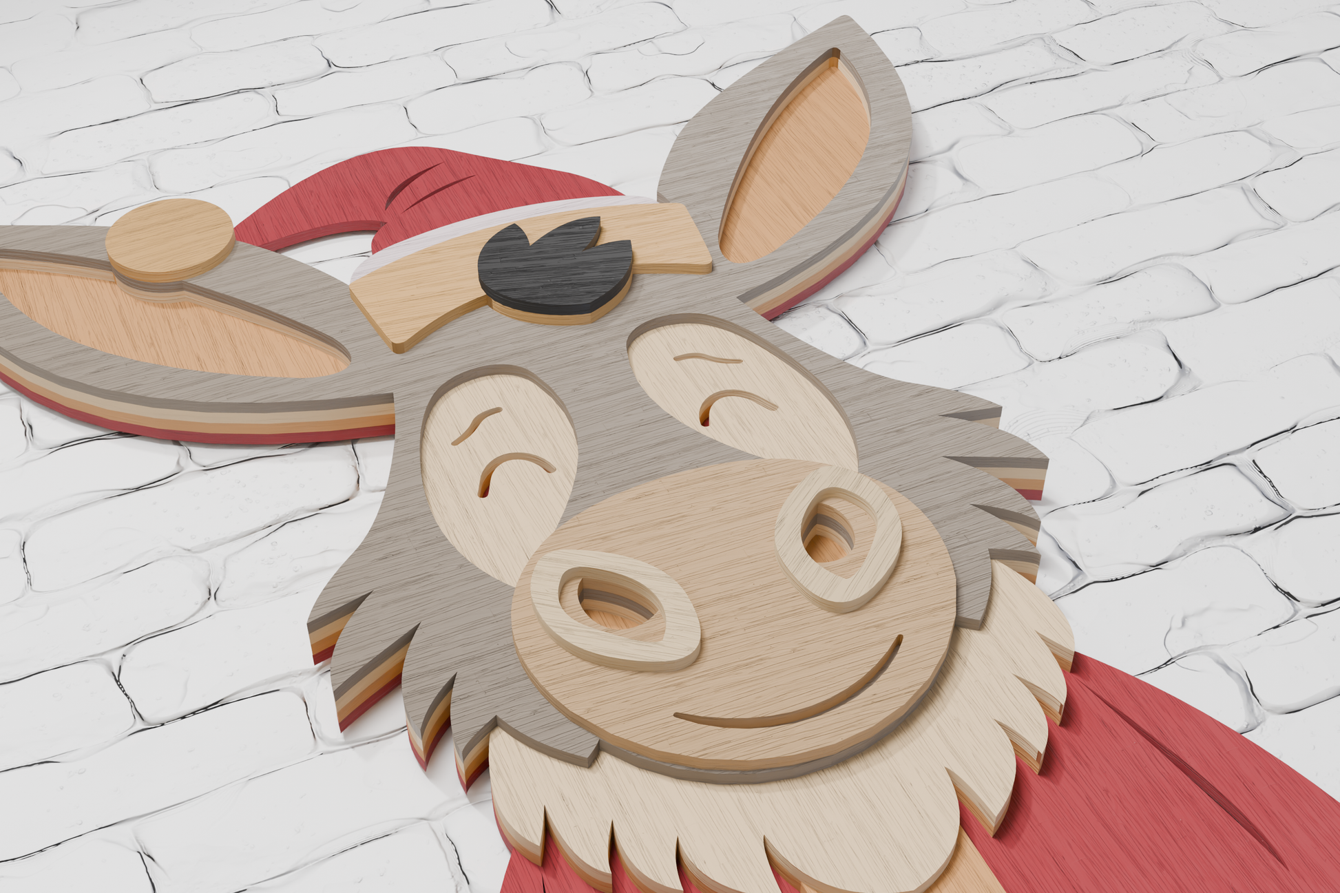 Santa Donkey papercut SVG