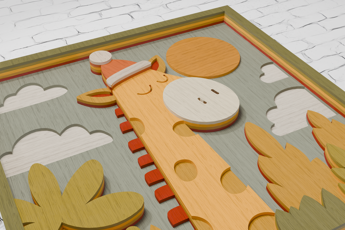 Santa Giraffe plywood laser cut