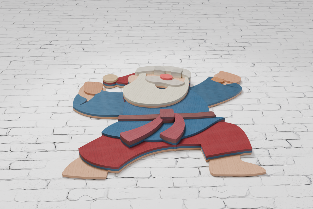 Santa Karate paper craft template SVG AI PDF

