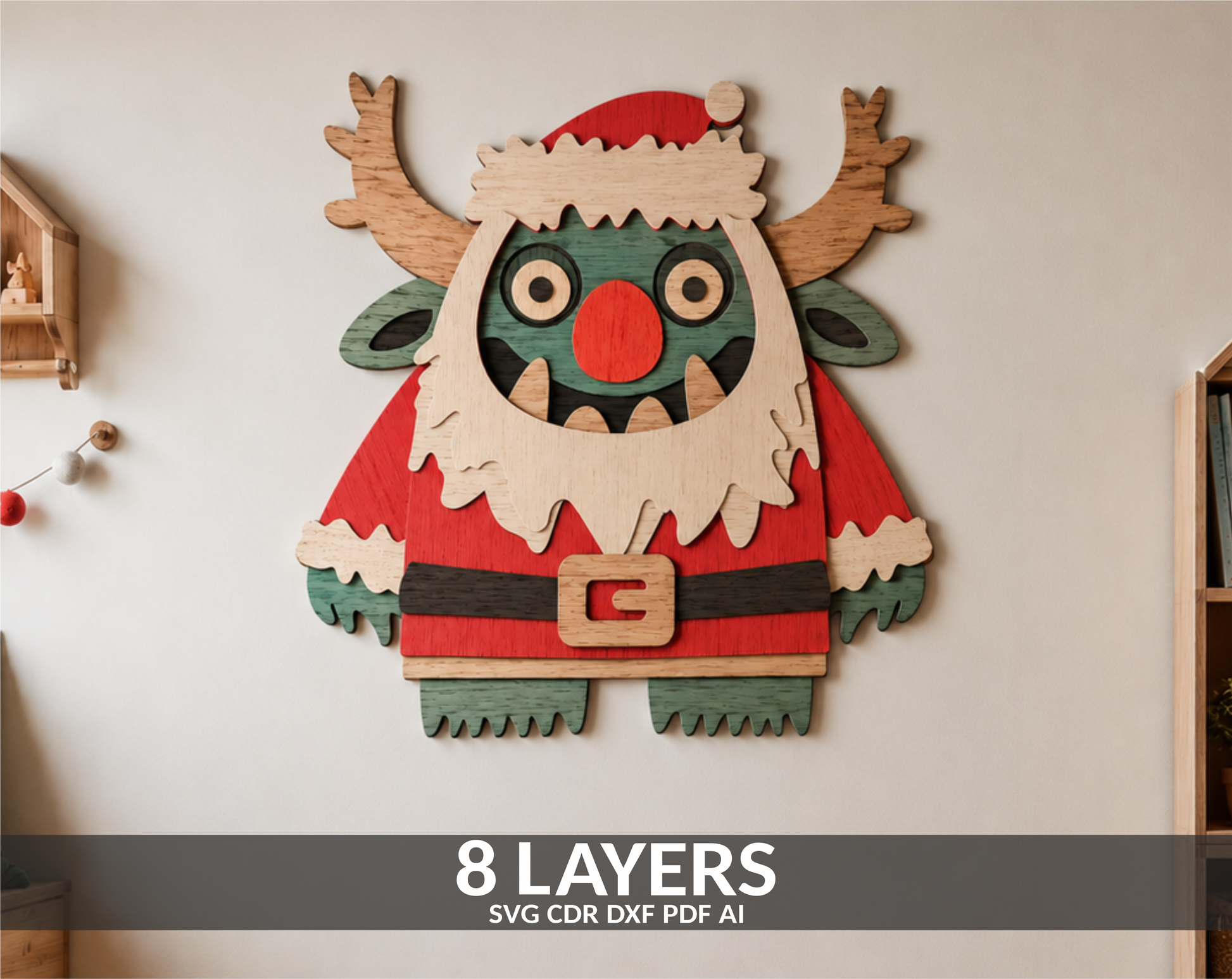 Santa Monster Christmas layered SVG
