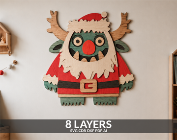 Santa Monster Christmas layered SVG