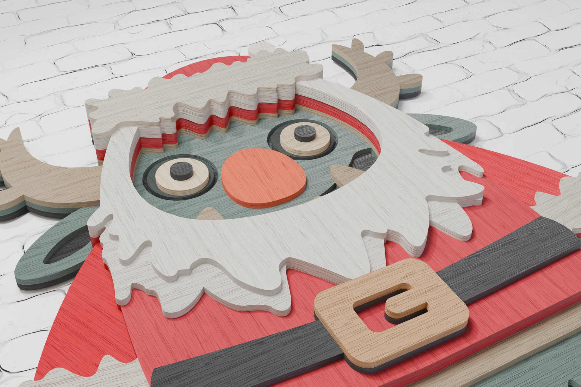 Santa Monster plywood laser cut