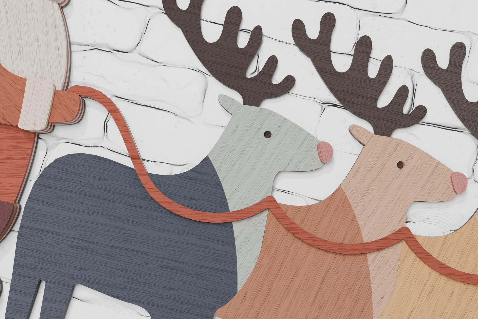 Santa Reindeer Silhouette cut file