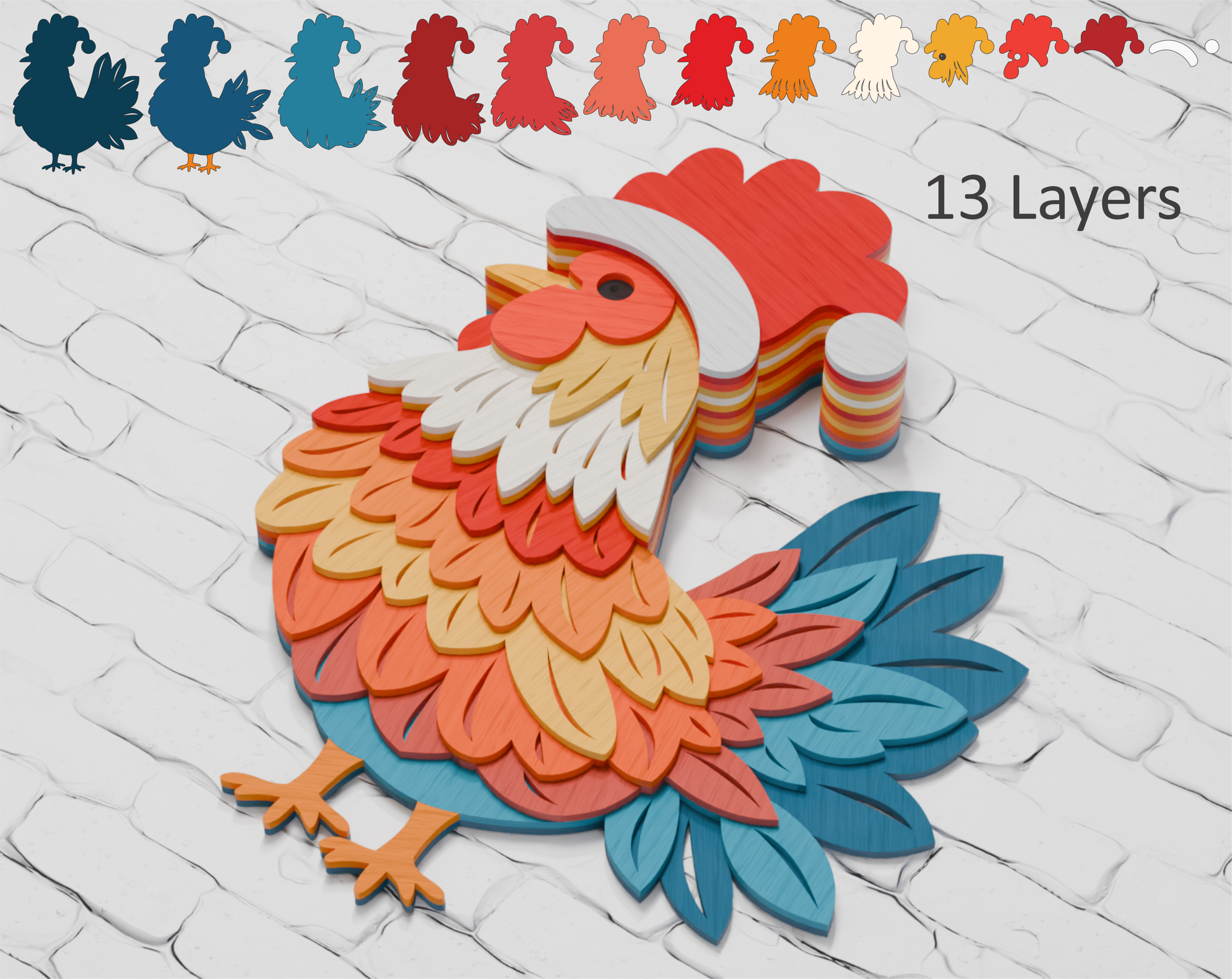 Santa Rooster Christmas SVG