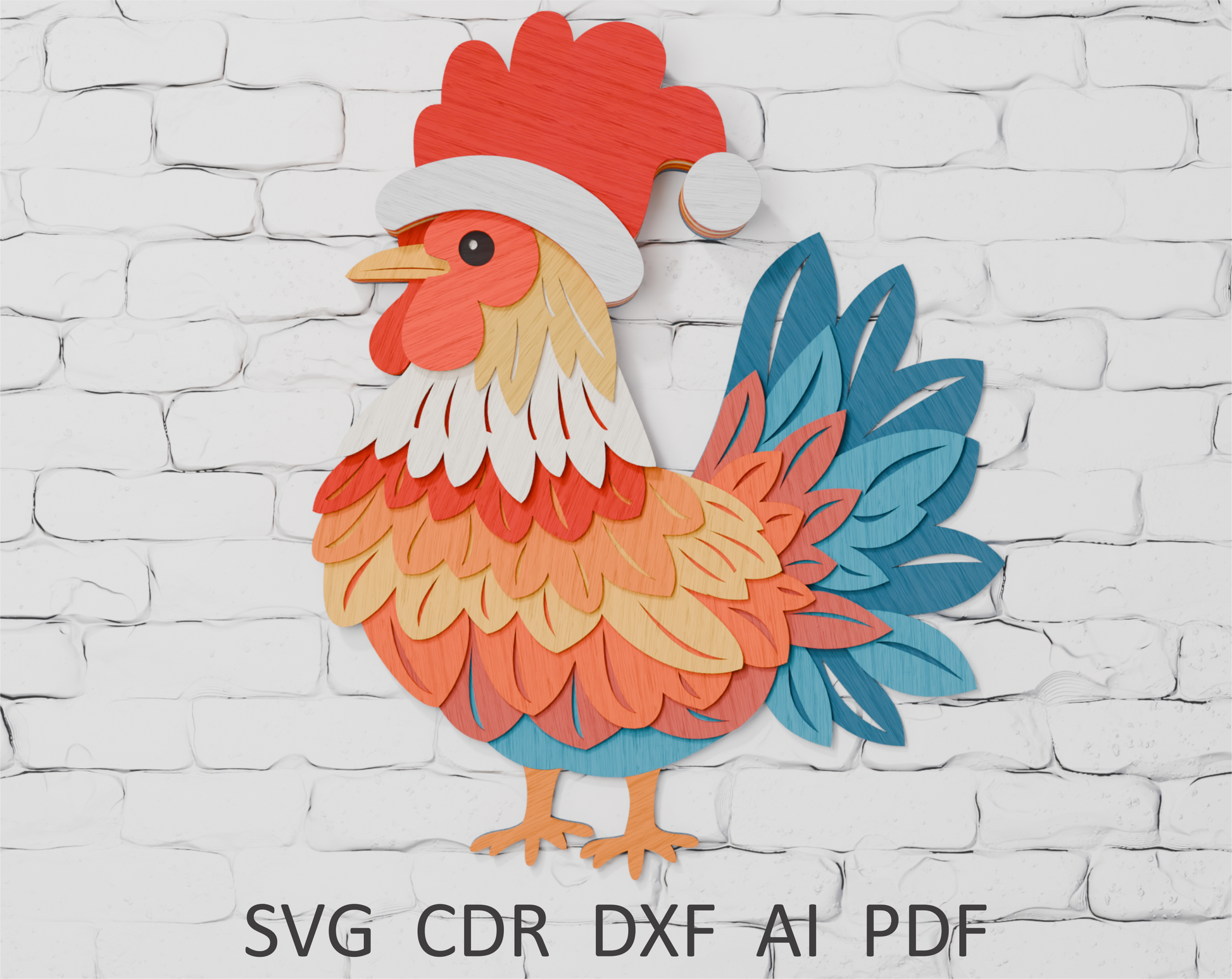 Santa Rooster multilayer SVG