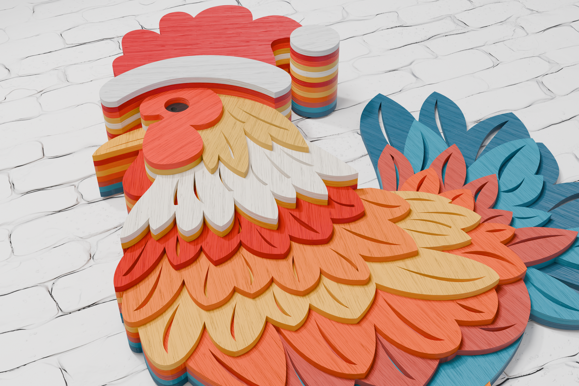 Santa Rooster papercut SVG