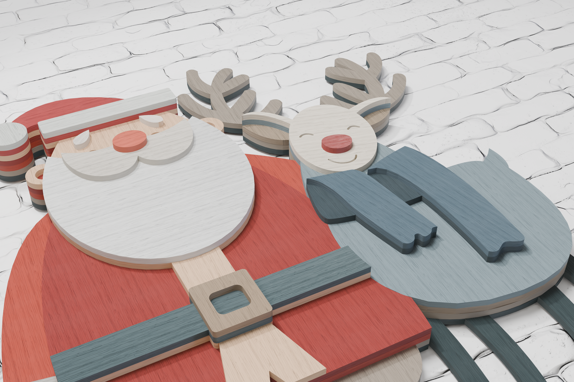 Santa Rudolph Deer Layered Paper Craft Template

