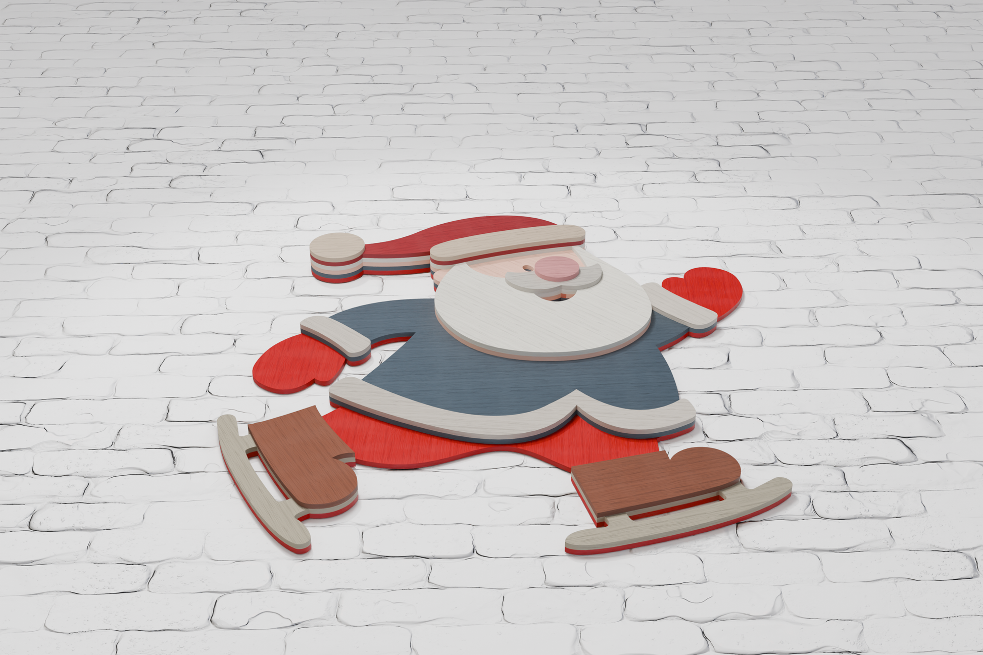Santa Skates Christmas shadow box multilayer design SVG