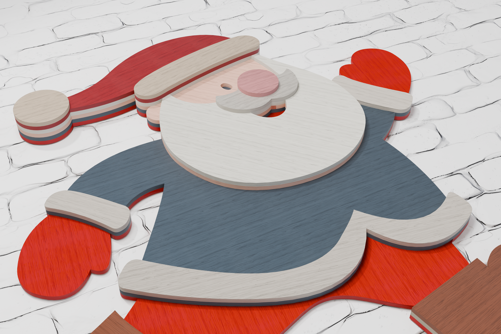 Santa Skates layered shadow box SVG DXF AI