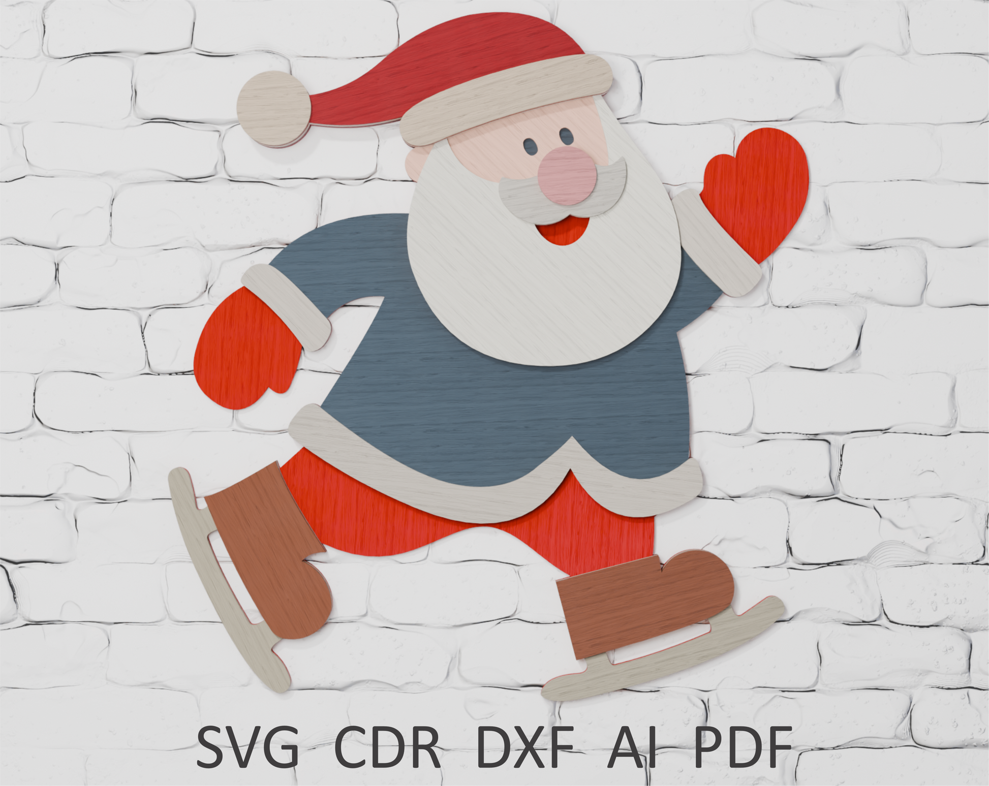 Santa Skates multilayer SVG digital download