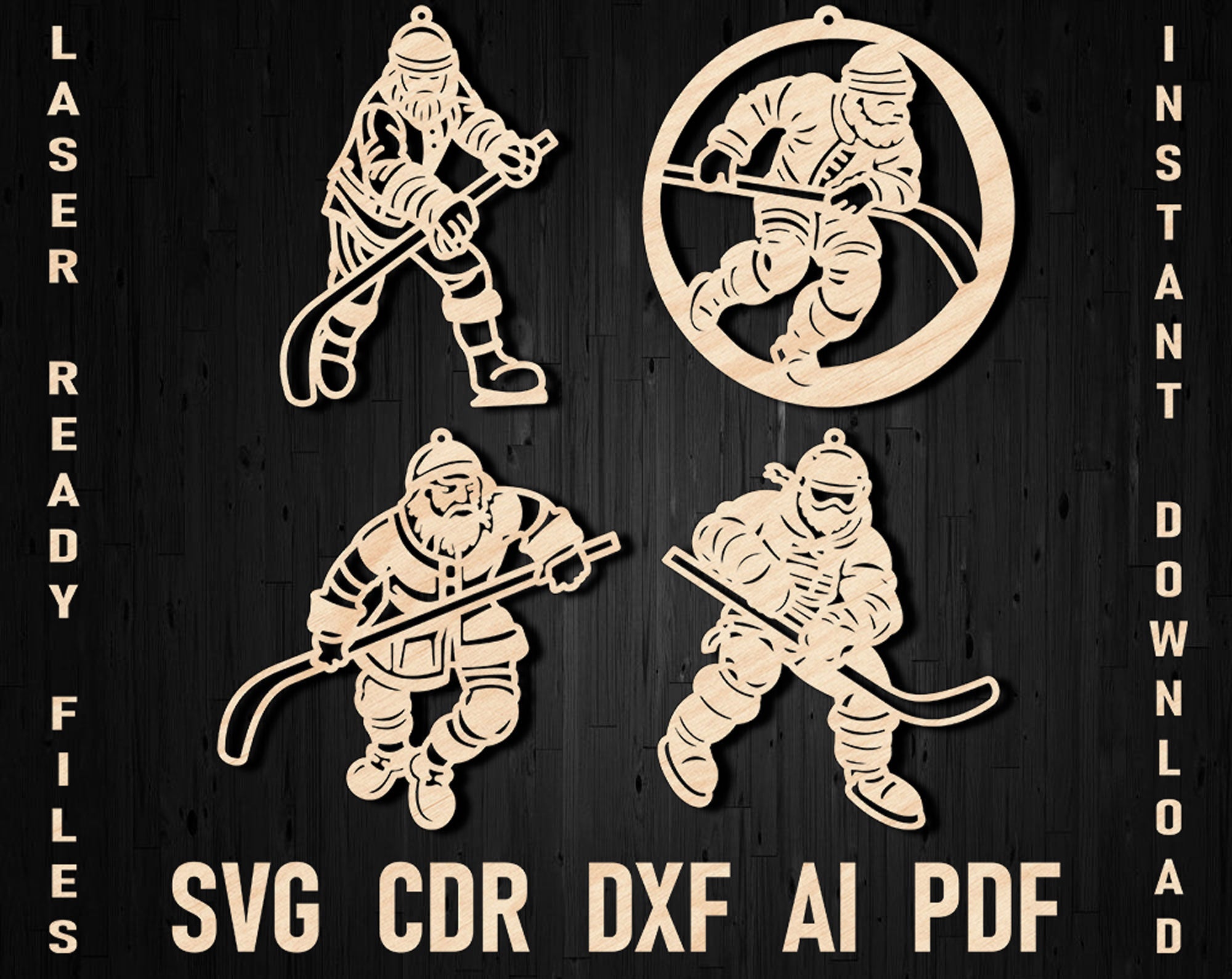 Santa claus christmas hockey player