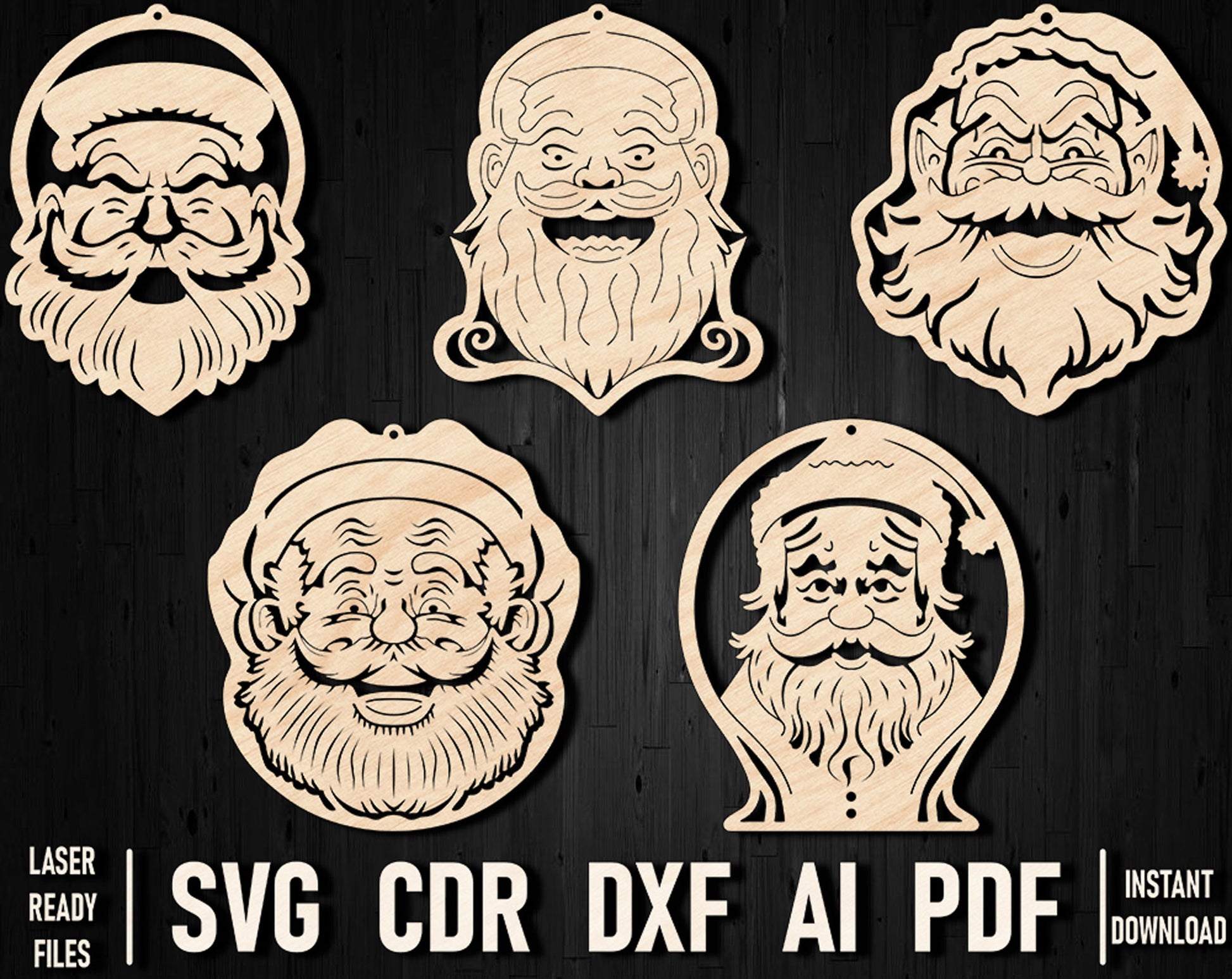 Santa claus face laser dxf designs