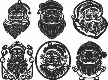 Festive Santa Face & Head SVG - Laser Cut Christmas Eve Decor Files for Glowforge (DXF/CDR Templates)