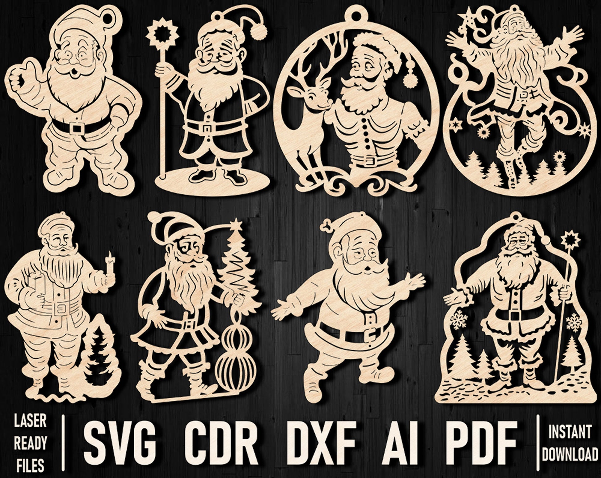 Santa claus svg glowforge bundle