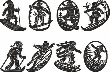 Santa Snowboard SVG Bundle - Laser Cut Christmas Ornaments & Skiing Decor for Glowforge (DIY Winter Crafts)