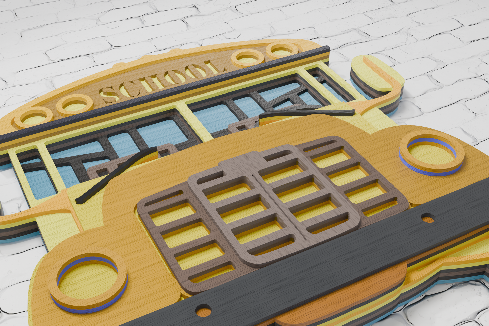School Bus themed multilayer SVG DIY craft with kids
