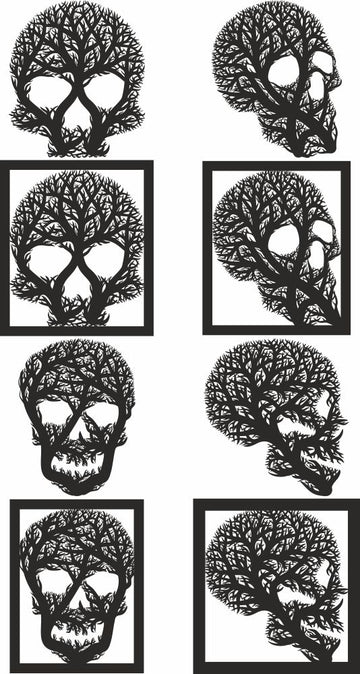 Svg Skull Head Tree Wall Art Decor Panel for Laser and Glowforge