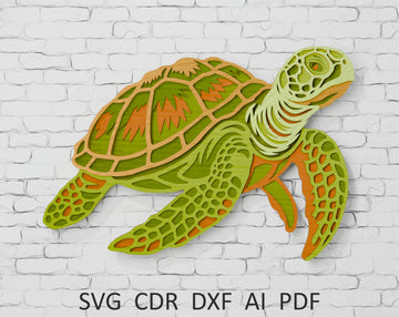 Sea Turtle Mandala layered laser cut SVG design

